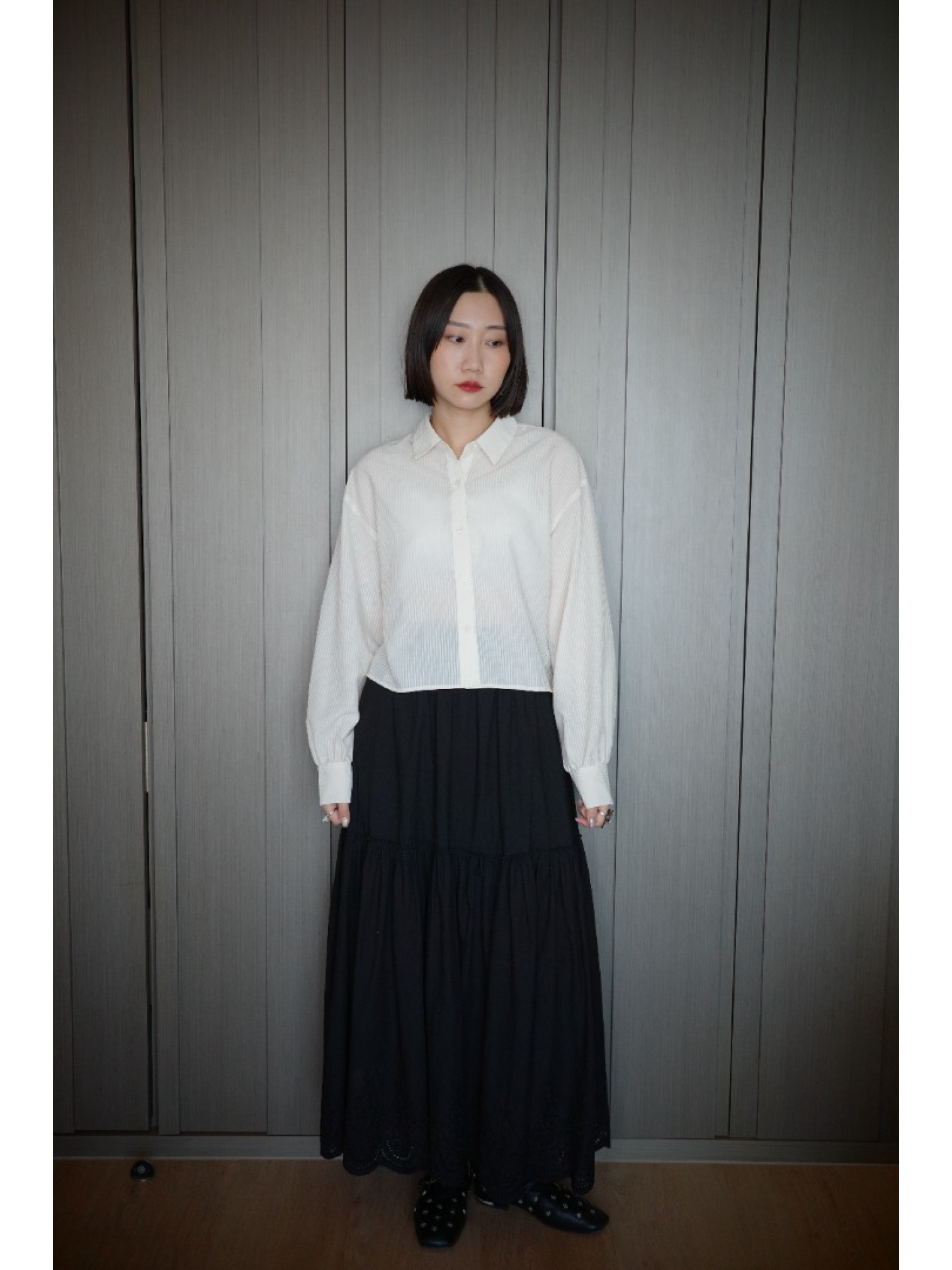 🇯🇵超Q皺皺背心x襯衫/黑