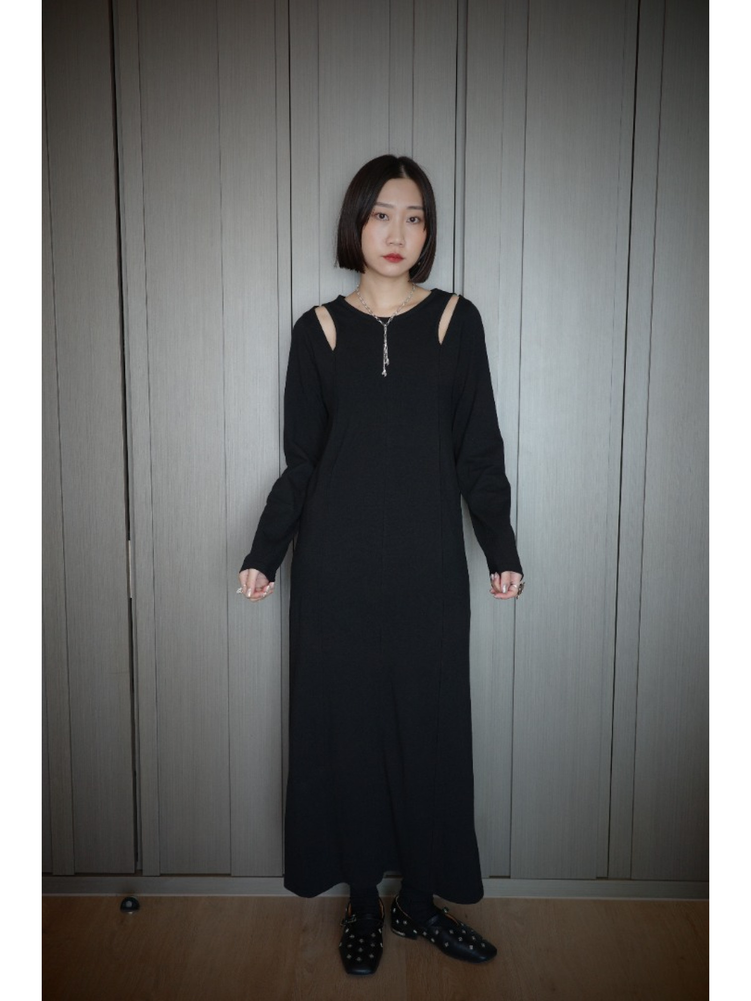 🇯🇵肩部簍空休閒洋裝/灰