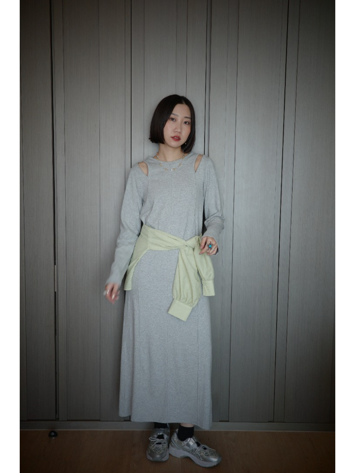 🇯🇵肩部簍空休閒洋裝/灰