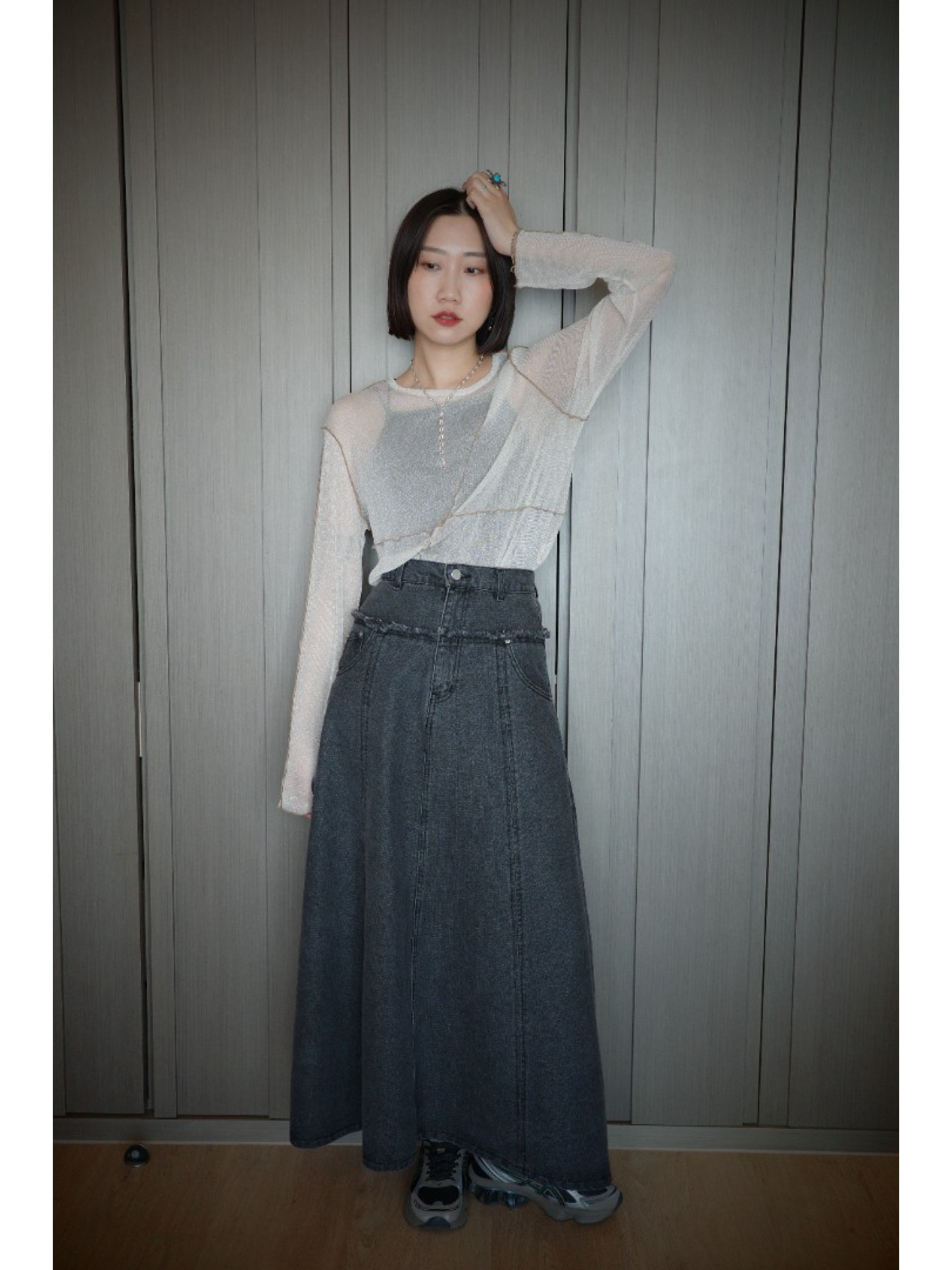 🇯🇵流蘇喇叭牛仔裙/藍