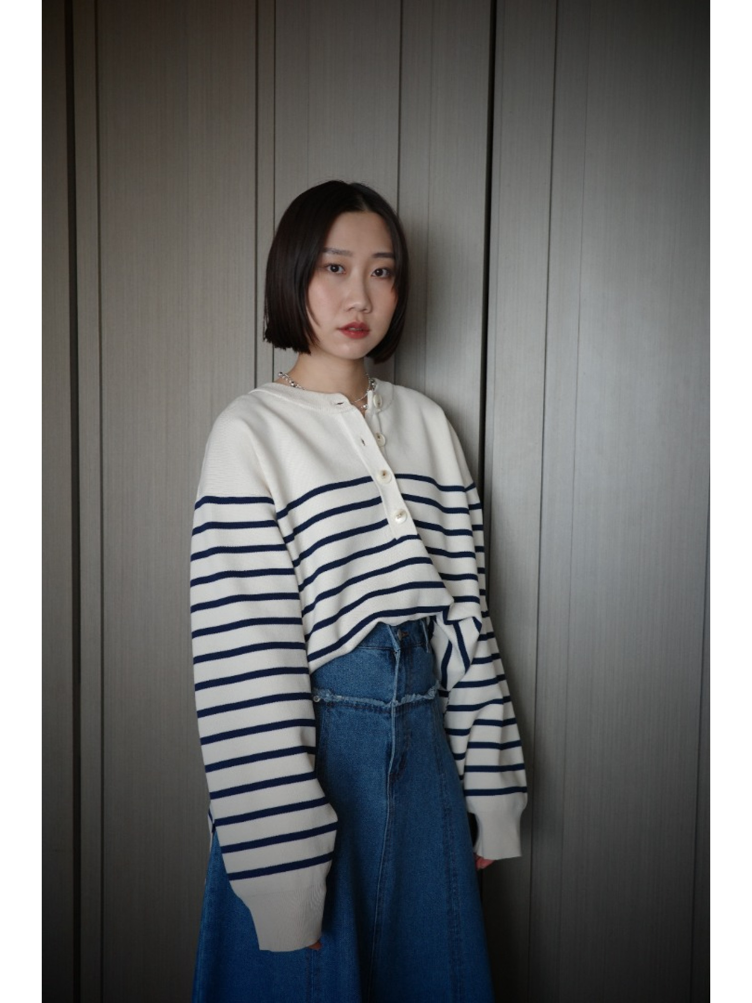 🇯🇵條紋亨利領針織衫/三色