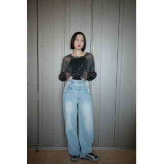 🇯🇵時髦雙褲頭丹寧褲/兩色S-M