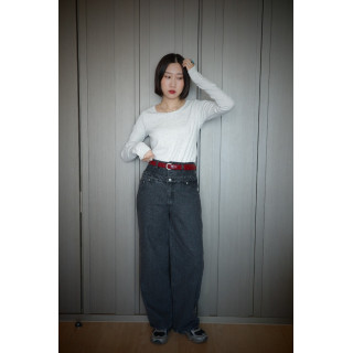 🇯🇵時髦雙褲頭丹寧褲/兩色S-M