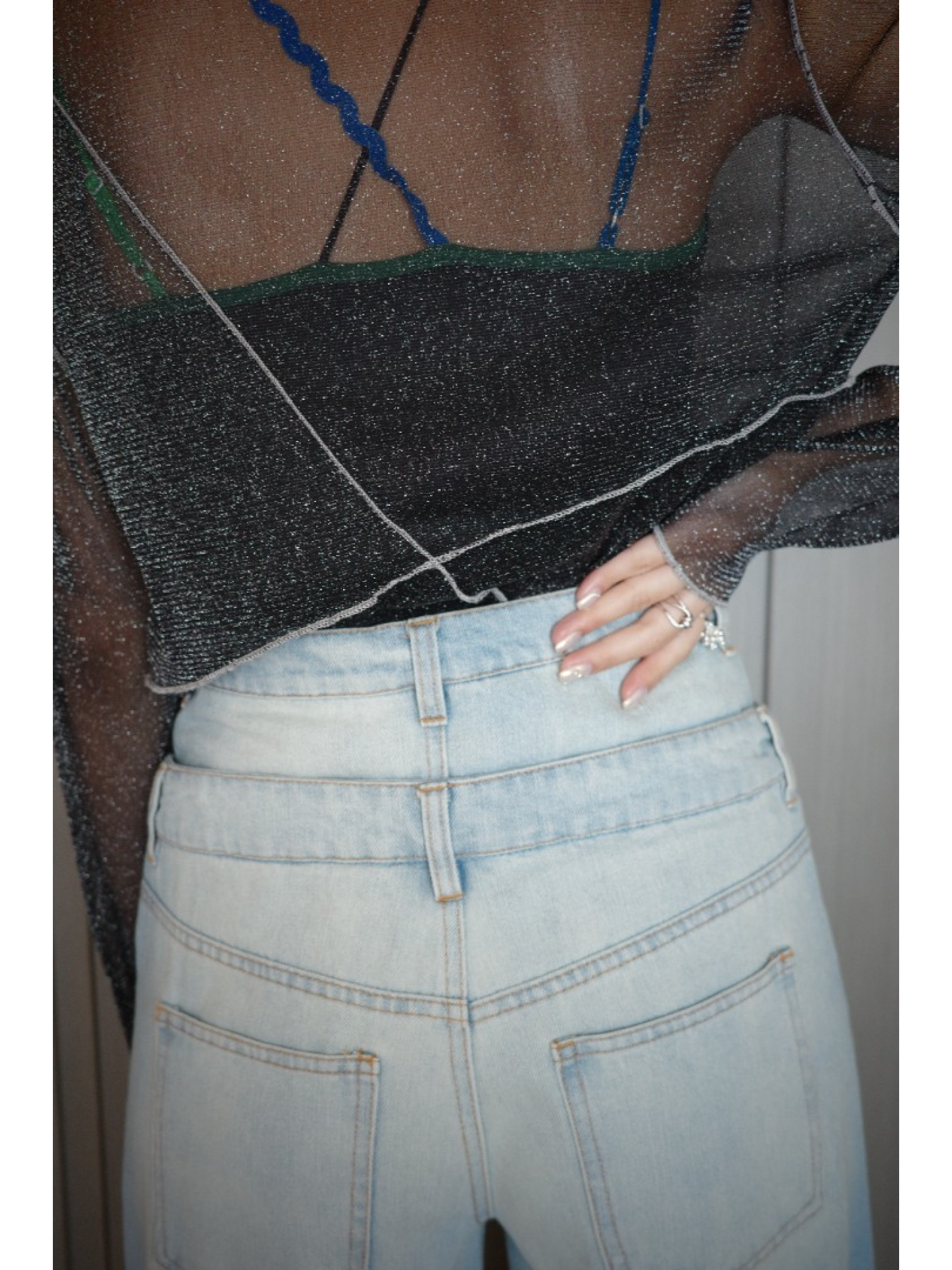 🇯🇵時髦雙褲頭丹寧褲/兩色S-M