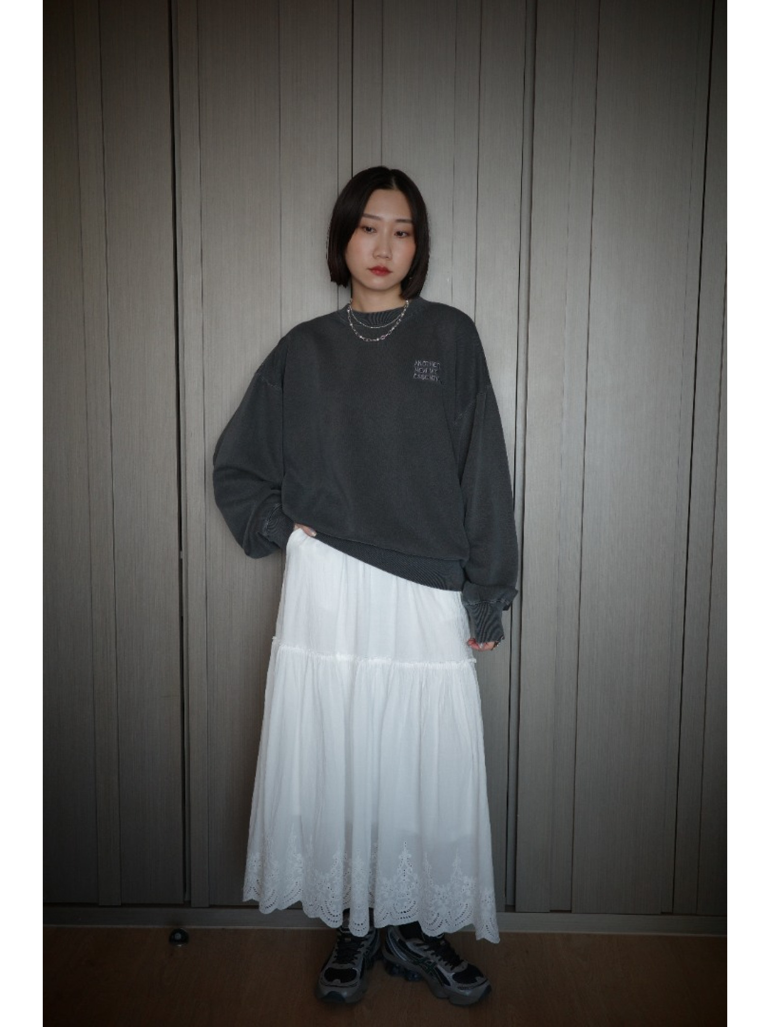 🇯🇵復古刷色刺繡大學T/海軍藍XL