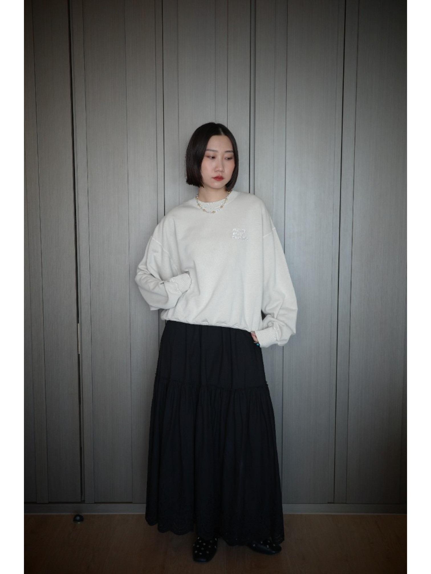 🇯🇵復古刷色刺繡大學T/海軍藍XL