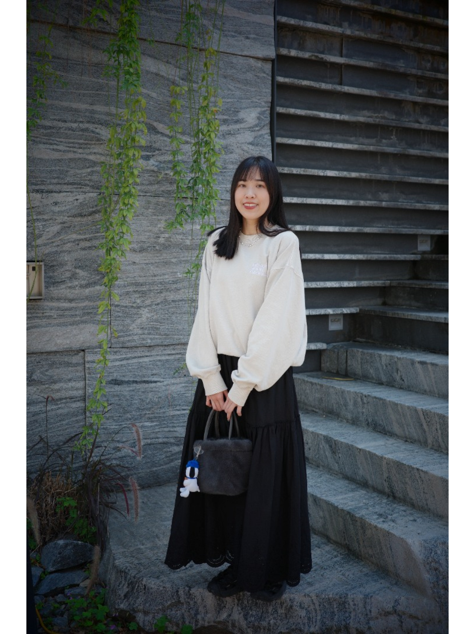 🇯🇵復古刷色刺繡大學T/海軍藍XL