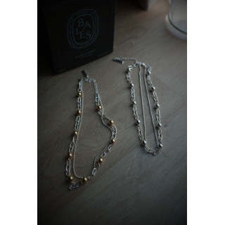 🇯🇵金屬球層次感雙鍊項鍊