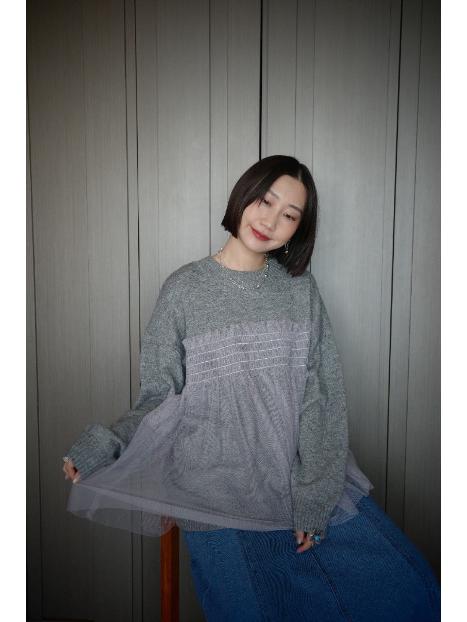 🇯🇵多層次薄紗針織上衣/三色