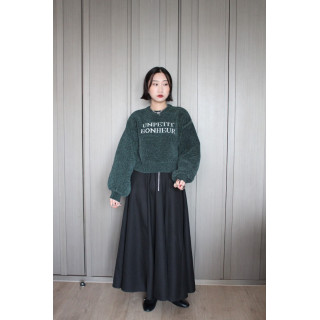 🇯🇵短版簡約澎澎袖針織衫/綠