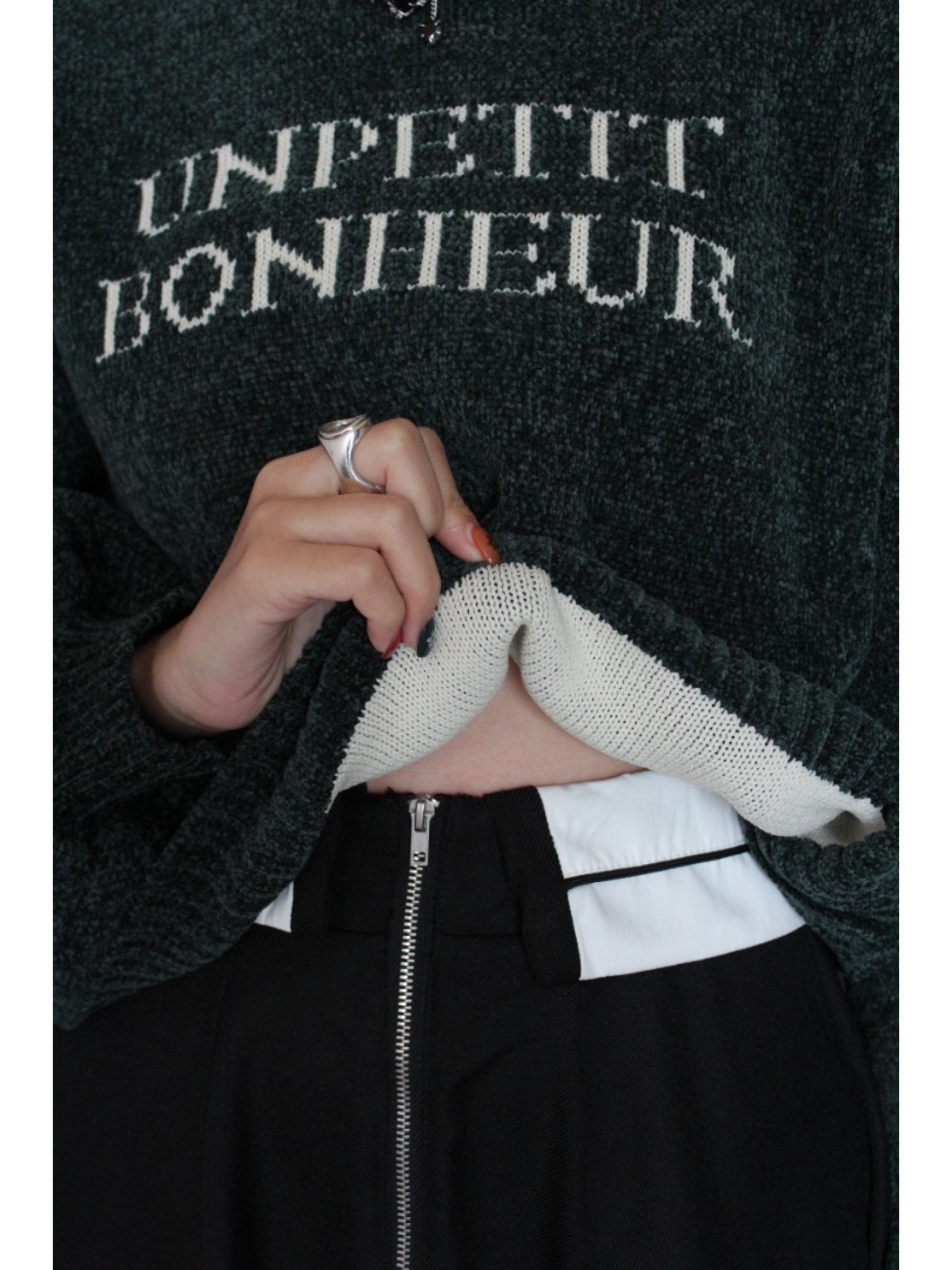 🇯🇵短版簡約澎澎袖針織衫/綠