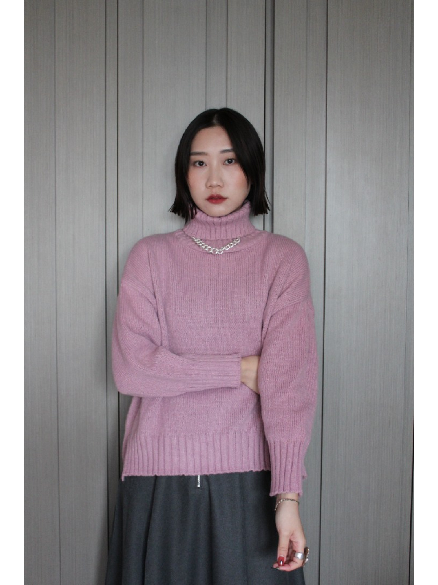 🇯🇵百搭側開衩高領毛衣/三色