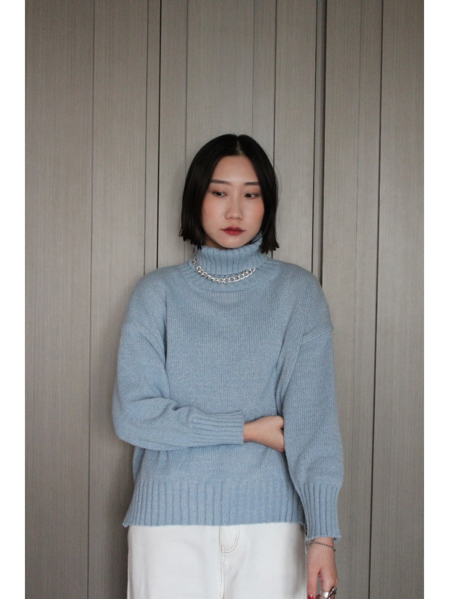 🇯🇵百搭側開衩高領毛衣/三色