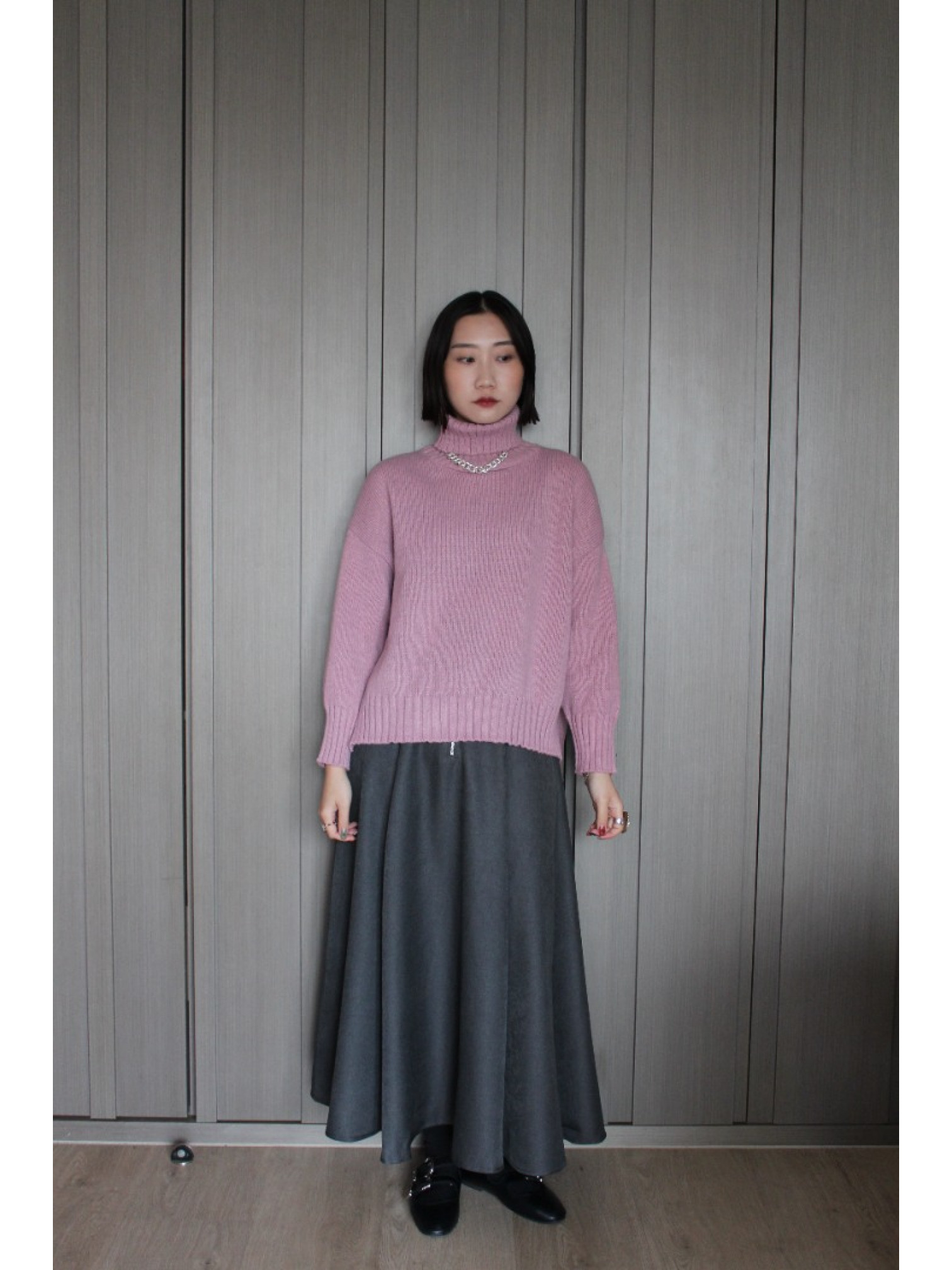 🇯🇵百搭側開衩高領毛衣/三色