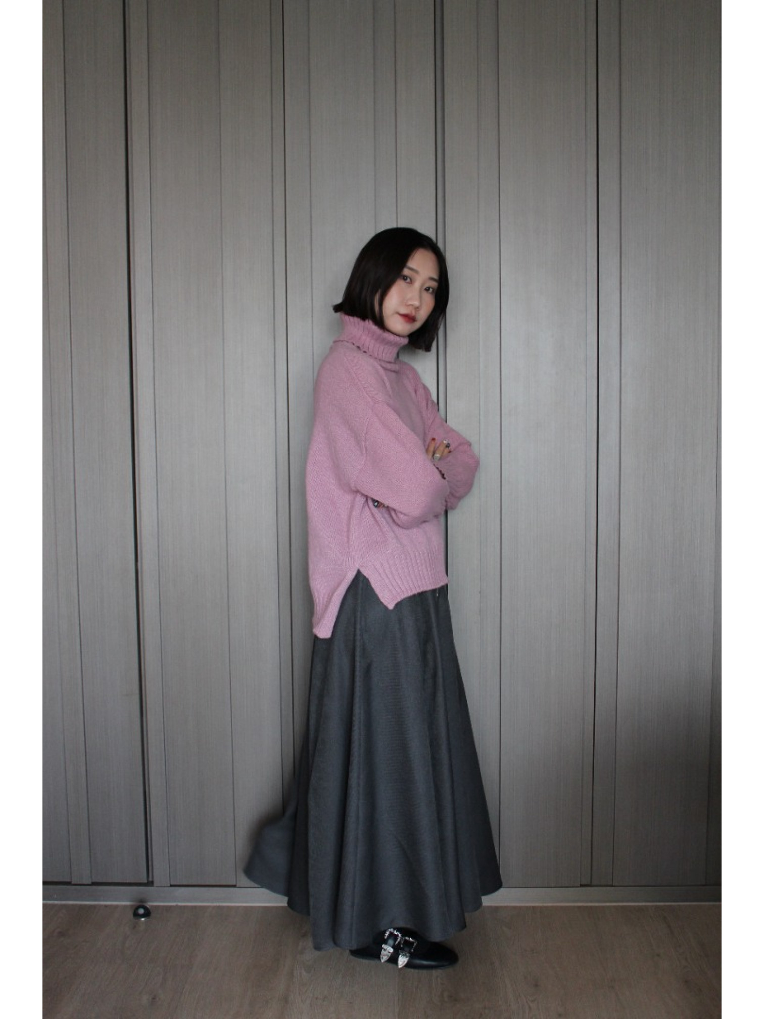 🇯🇵百搭側開衩高領毛衣/三色