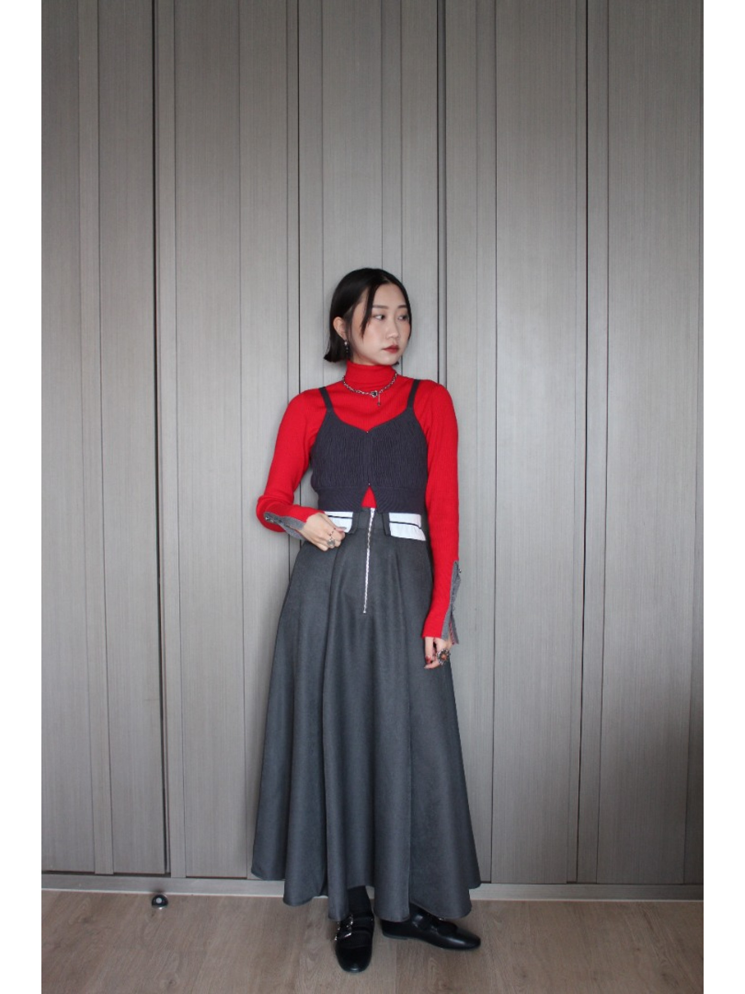 🇯🇵立體波浪感針織背心/米