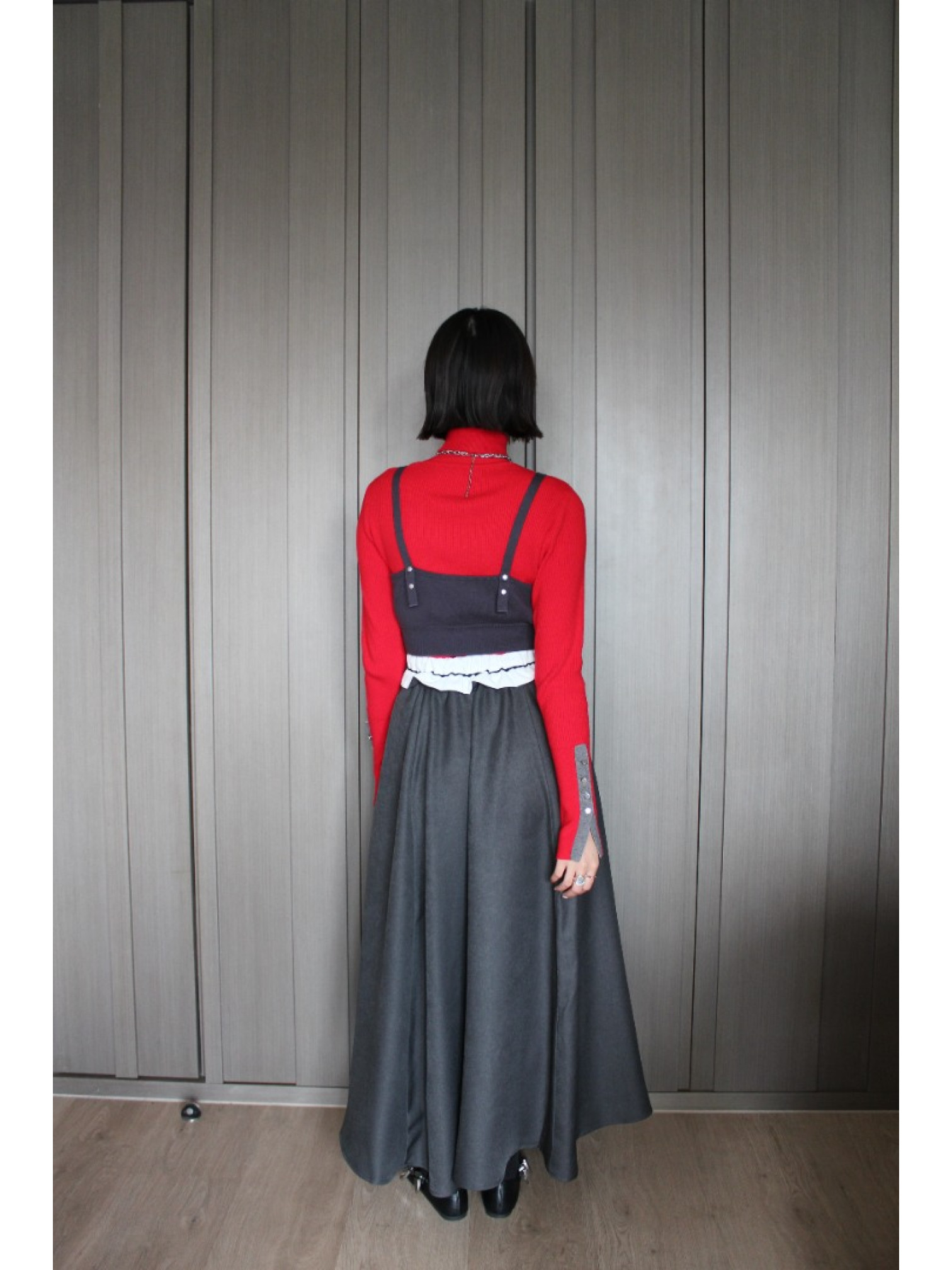 🇯🇵立體波浪感針織背心/米