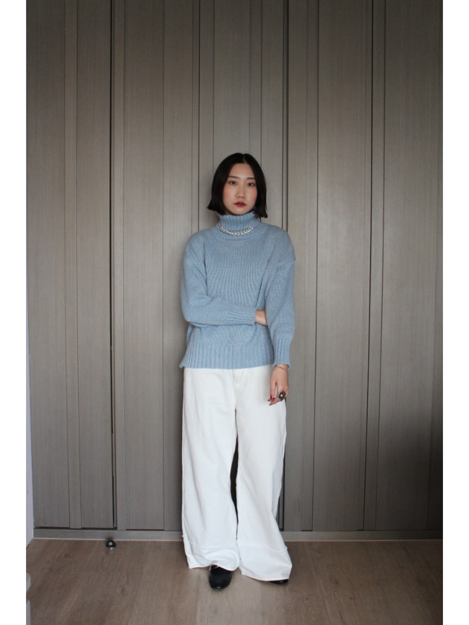 🇯🇵百搭側開衩高領毛衣/三色