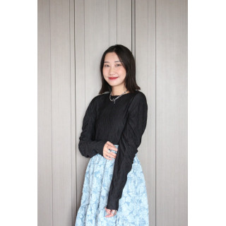 🇯🇵水波紋抓皺上衣/黑