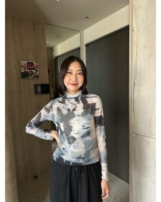 🇯🇵印花高領內搭上衣/藍