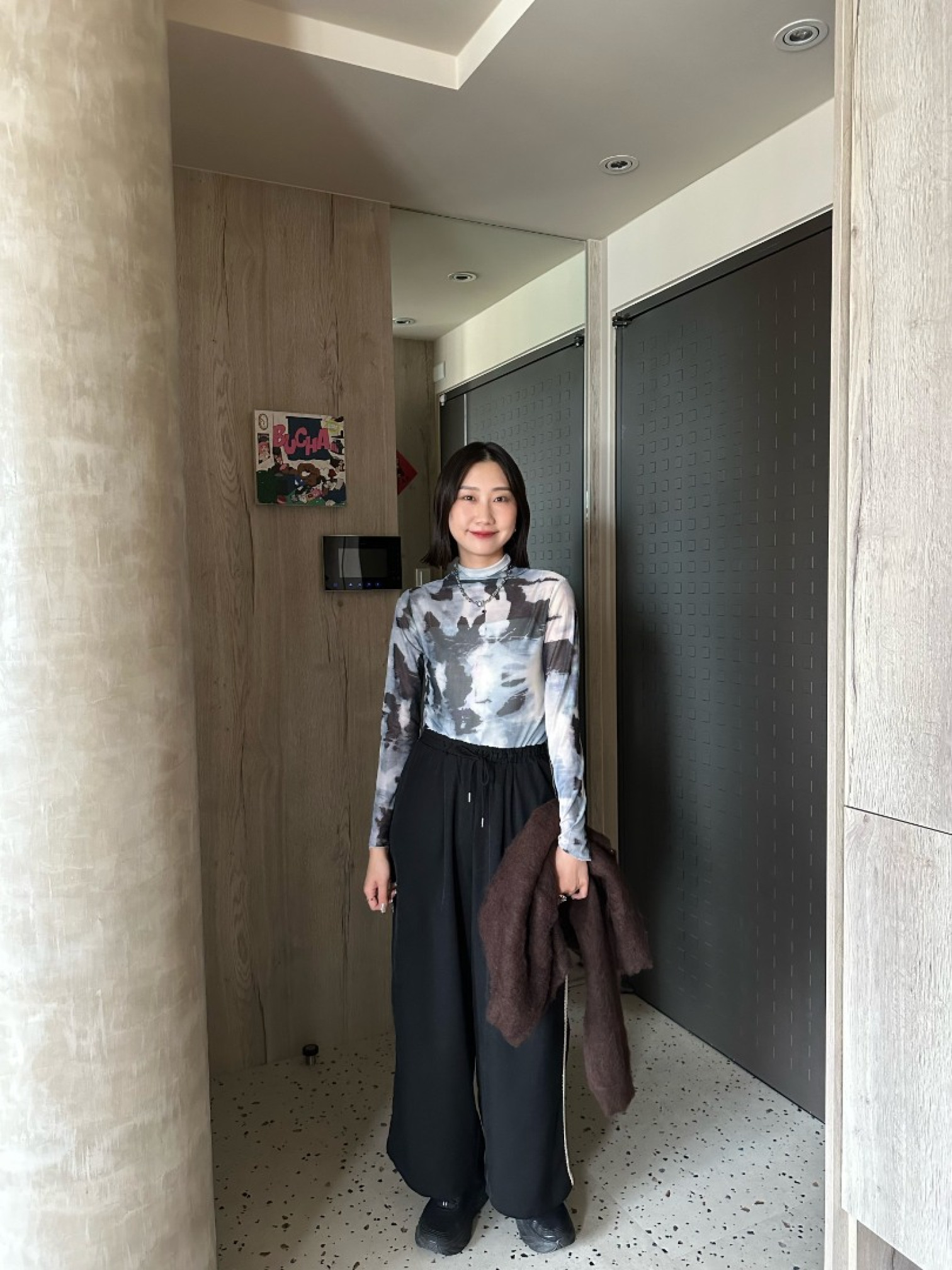 🇯🇵印花高領內搭上衣/藍