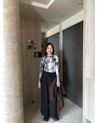 🇯🇵印花高領內搭上衣/藍