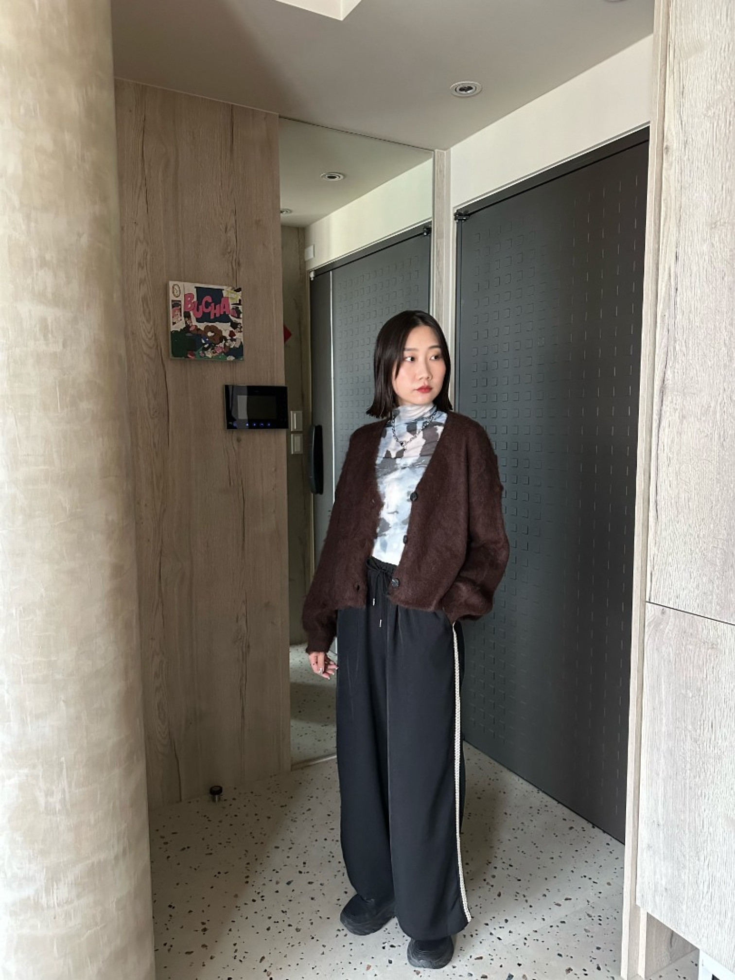 🇯🇵印花高領內搭上衣/藍