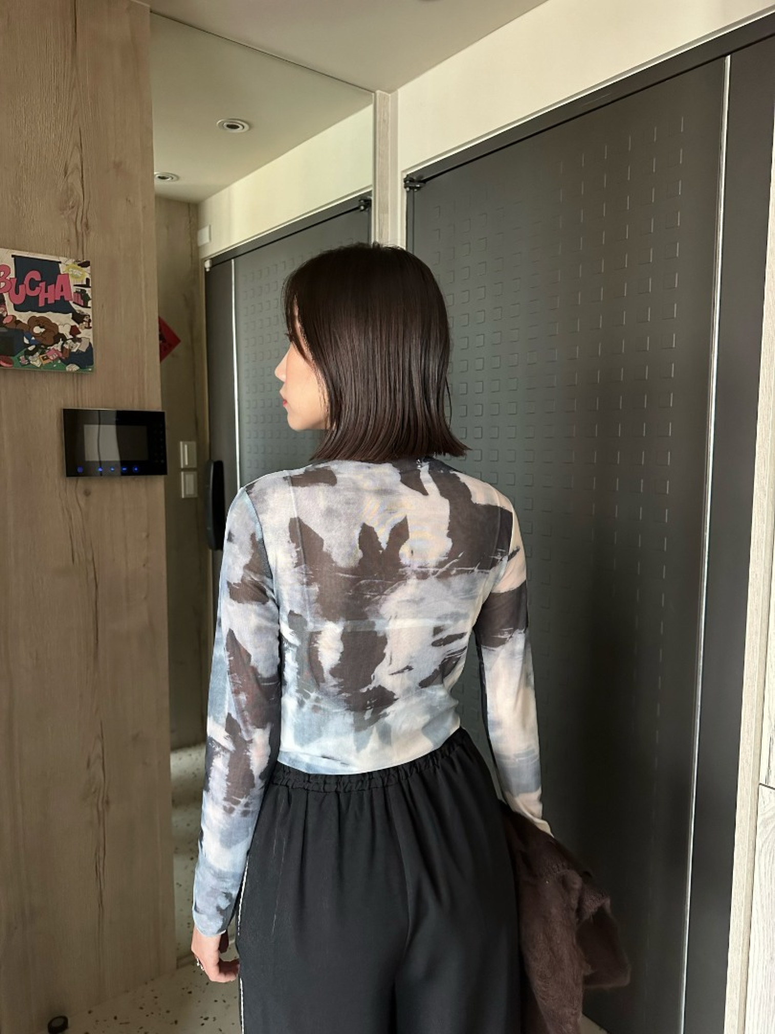 🇯🇵印花高領內搭上衣/藍