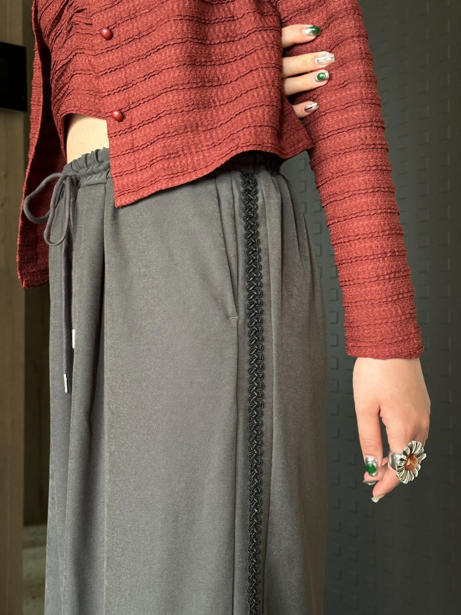 🇯🇵蕾絲花邊休閒褲/黑&灰