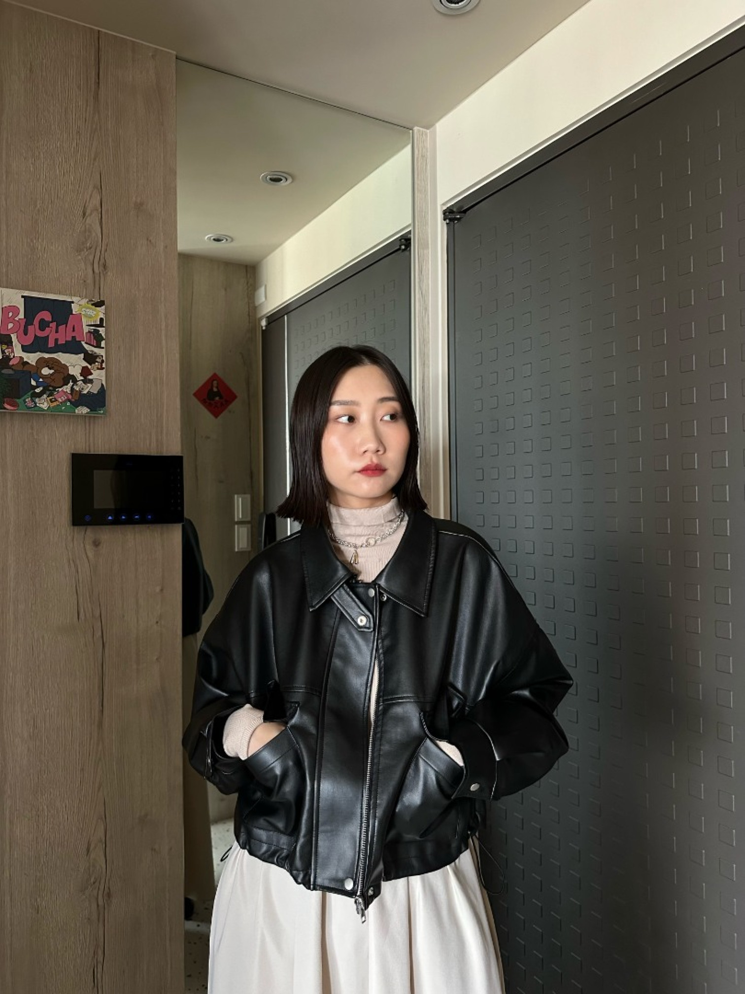 🇯🇵帥氣滿分短版霧面皮革外套/黑