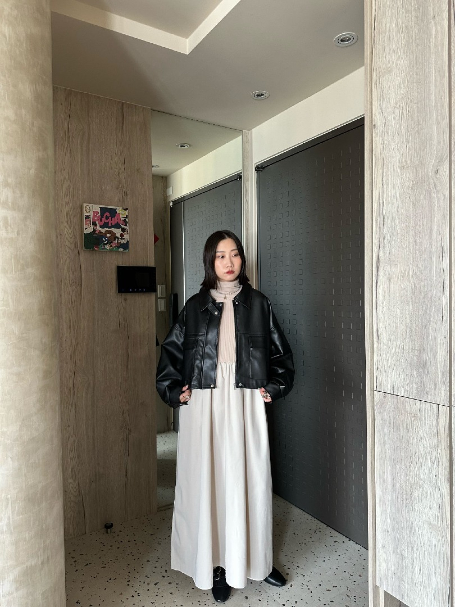 🇯🇵帥氣滿分短版霧面皮革外套/黑