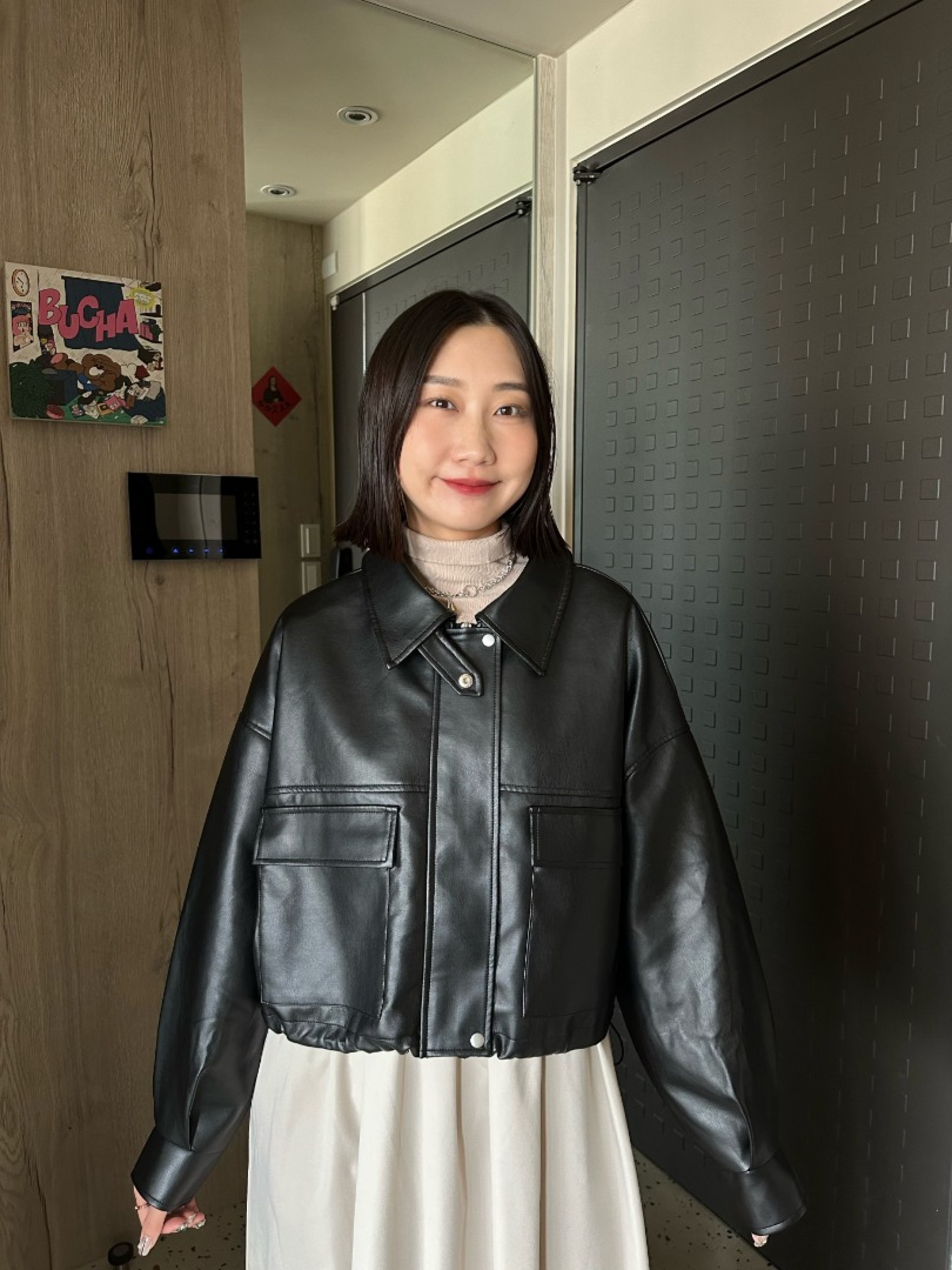 🇯🇵帥氣滿分短版霧面皮革外套/黑