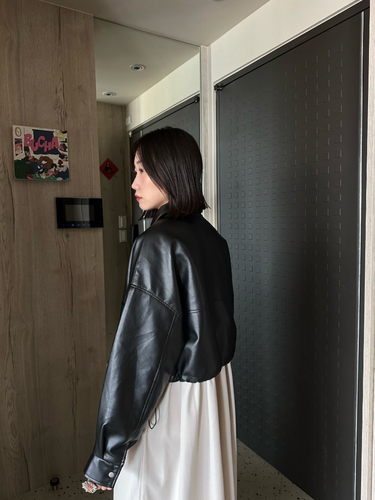 🇯🇵帥氣滿分短版霧面皮革外套/黑