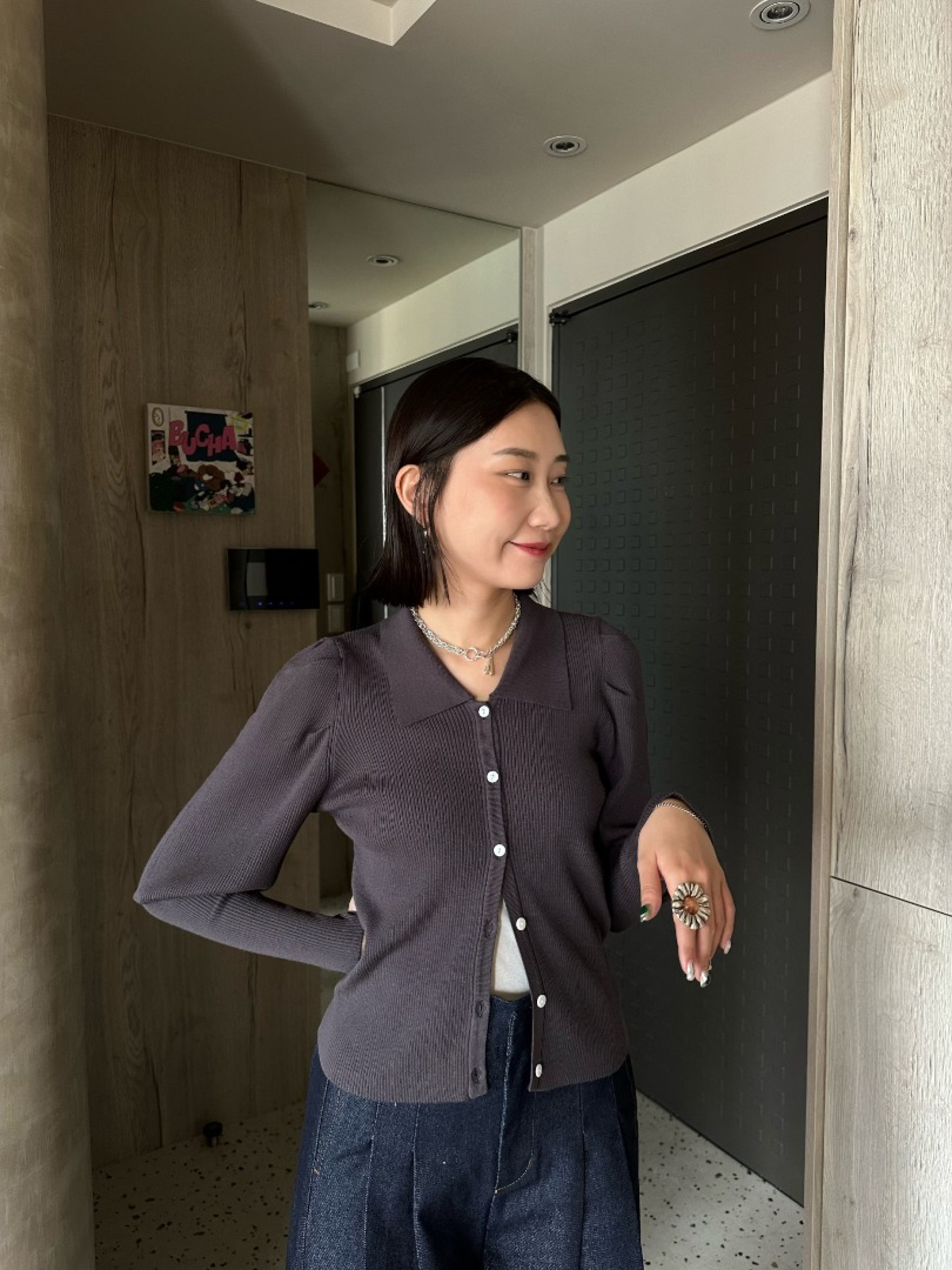 🇯🇵公主袖翻領針織上衣/兩色