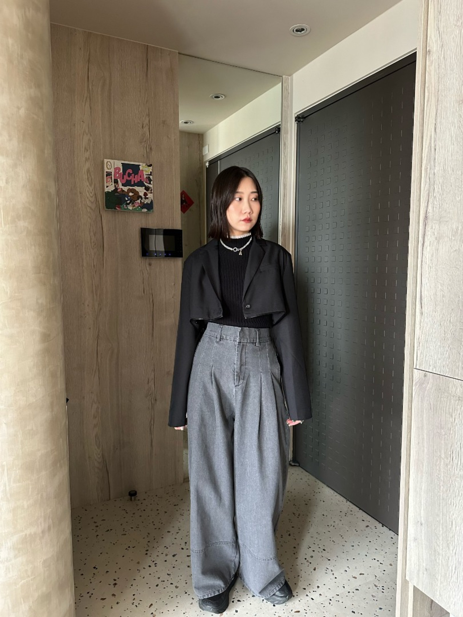 🇯🇵挺版壓褶寬褲/灰Regular