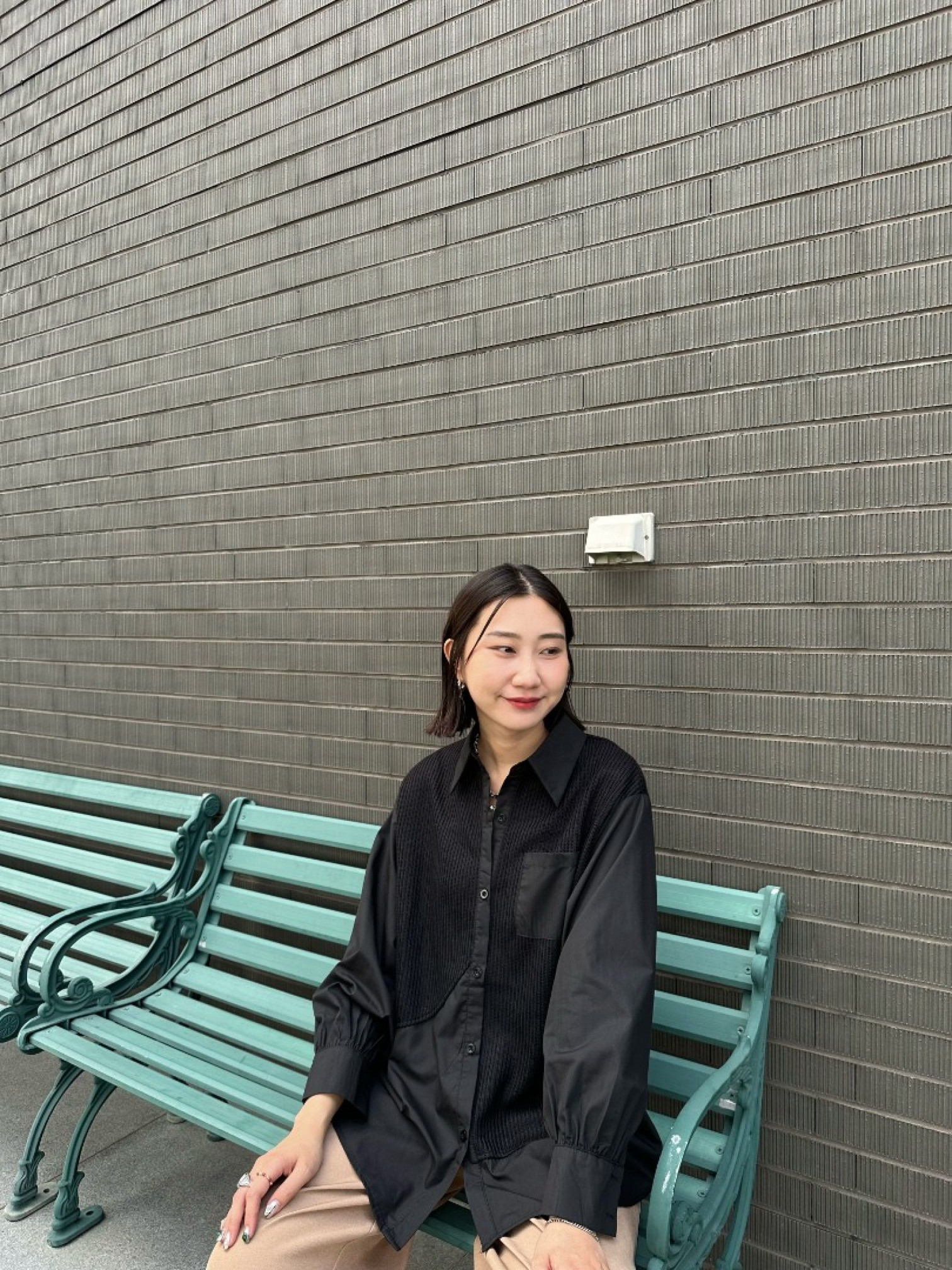 🇯🇵不對稱異材質拼接襯衫/四色