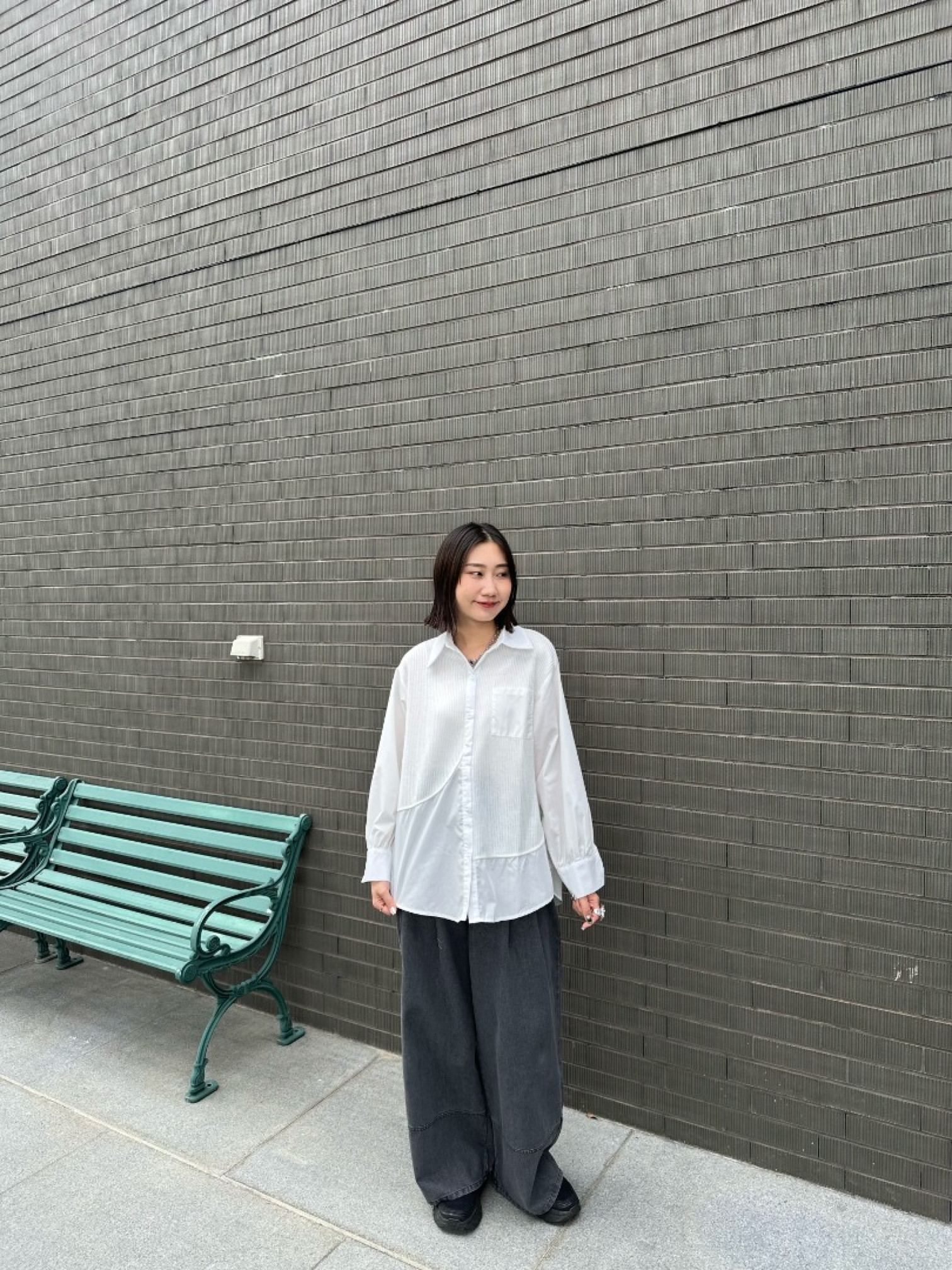 🇯🇵不對稱異材質拼接襯衫/四色