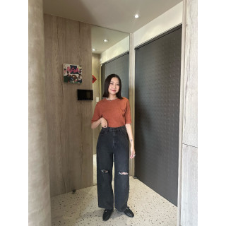 🇯🇵滾邊撞色針織衫/磚紅&咖啡