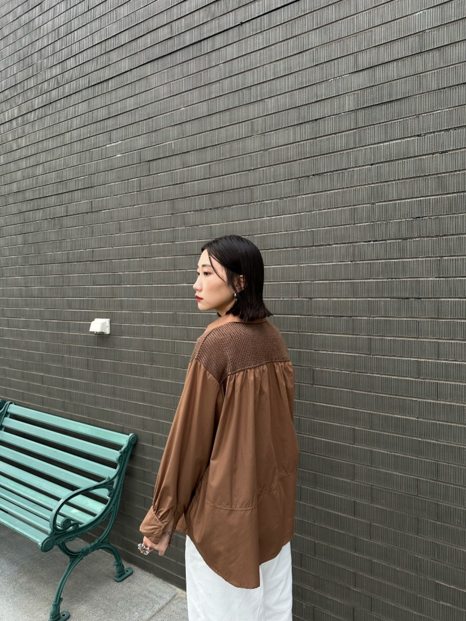 🇯🇵不對稱異材質拼接襯衫/四色