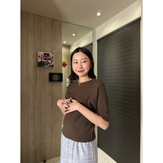 🇯🇵滾邊撞色針織衫/磚紅&咖啡