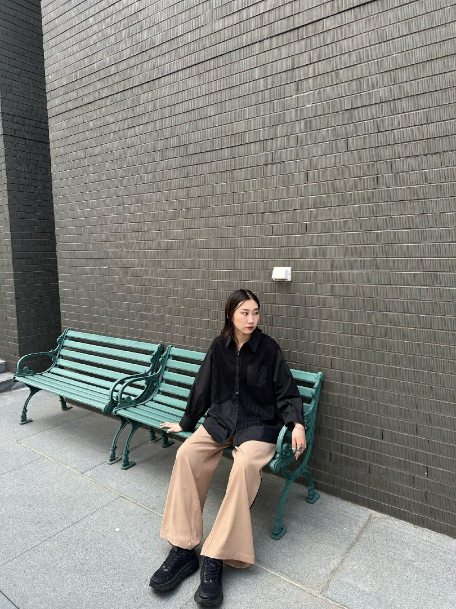 🇯🇵不對稱異材質拼接襯衫/四色