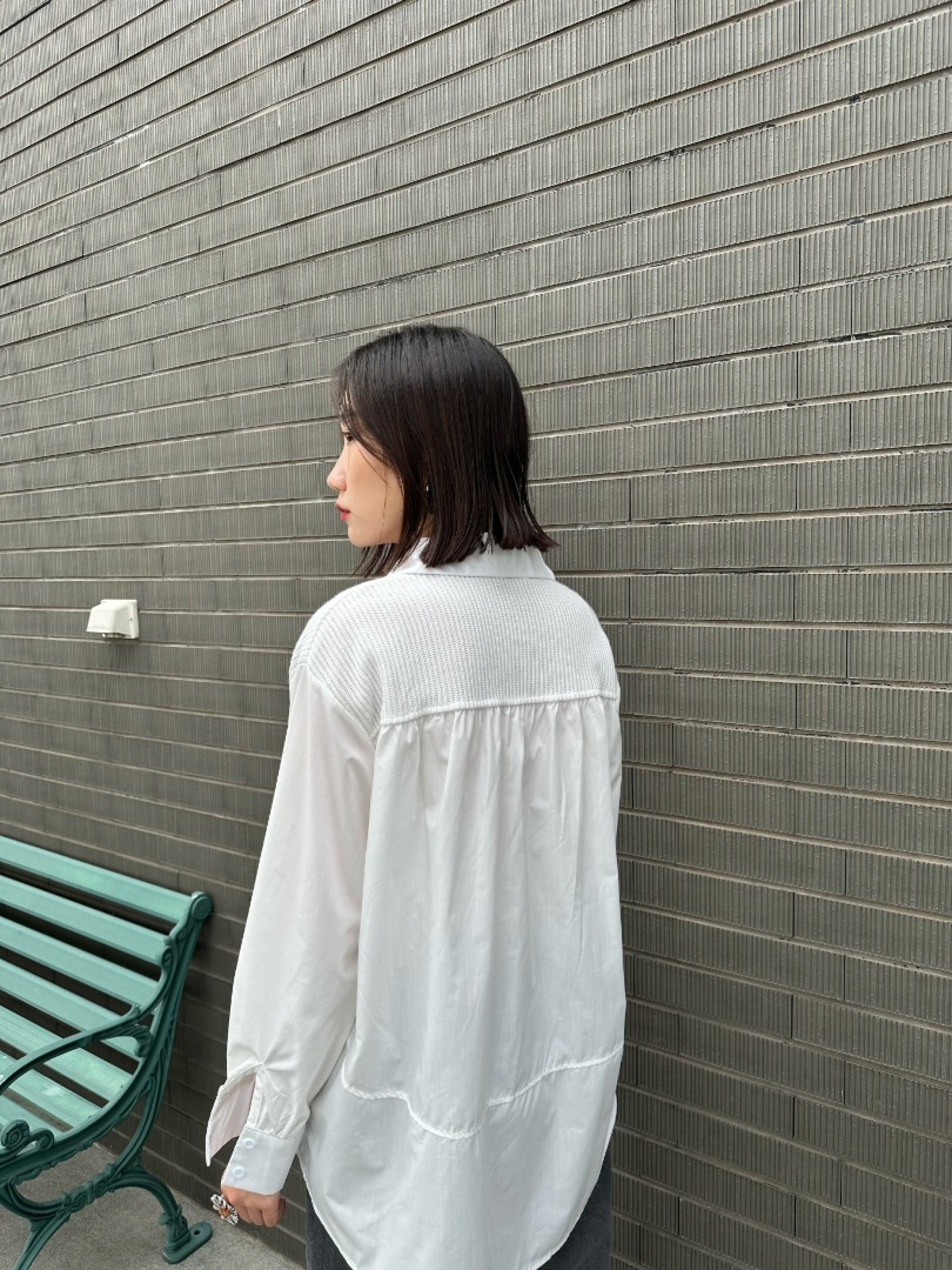 🇯🇵不對稱異材質拼接襯衫/四色