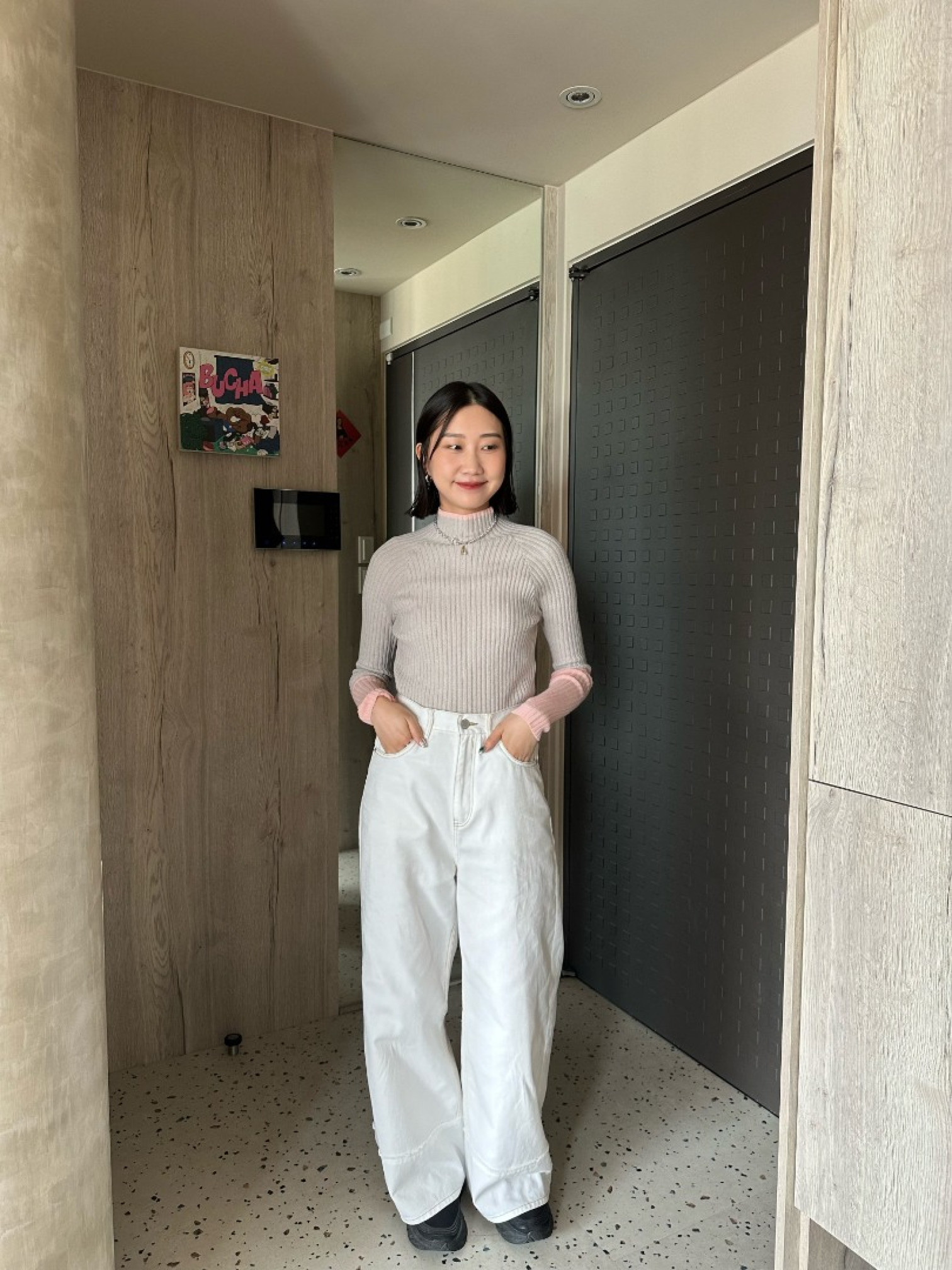 🇯🇵袖子撞色不對稱羅紋針織上衣/兩色