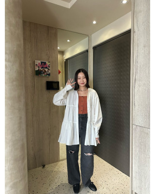 🇯🇵中山領蛋糕裙襯衫/白