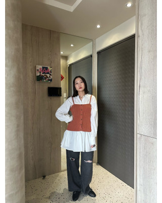 🇯🇵中山領蛋糕裙襯衫/白