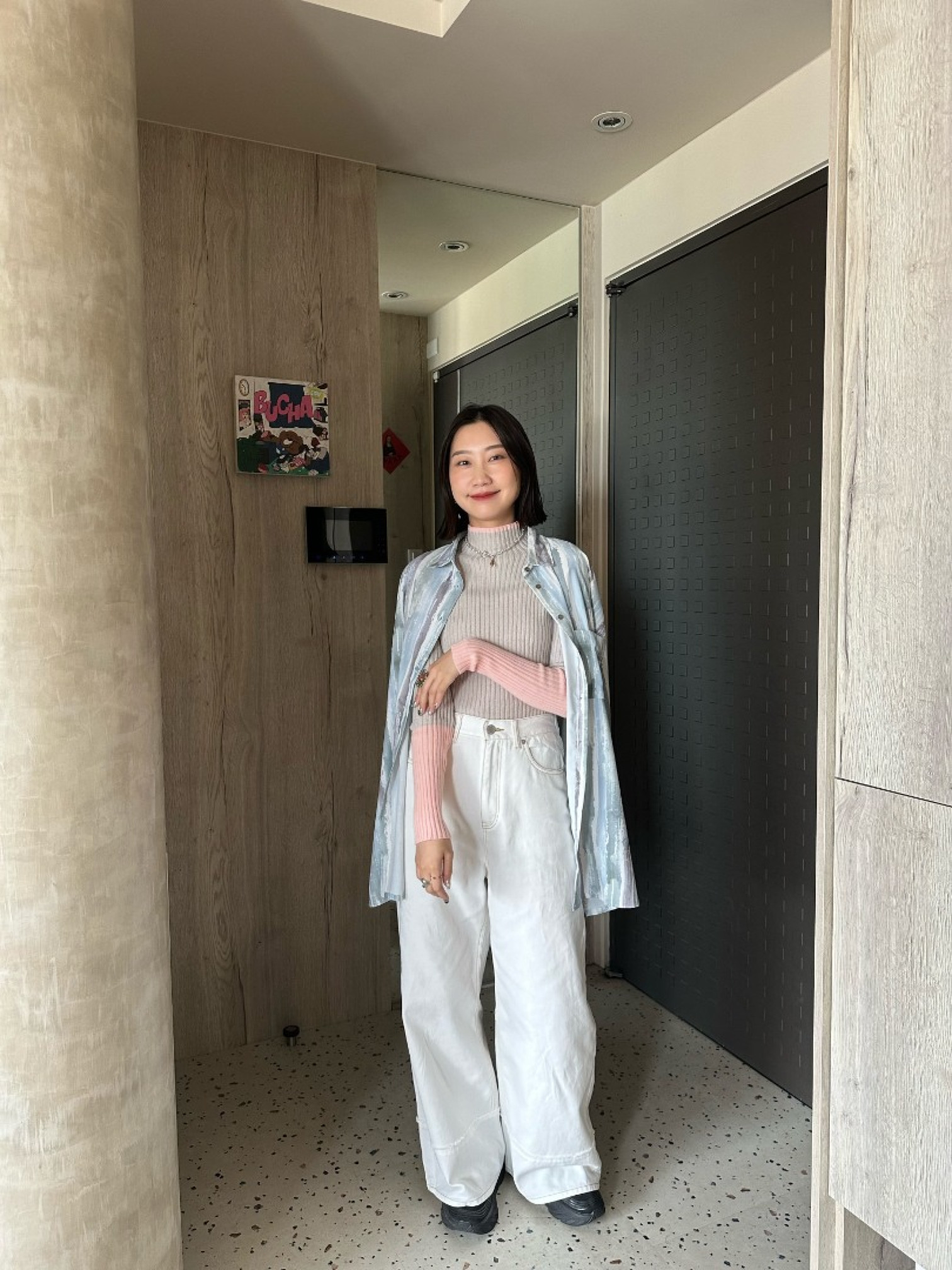 🇯🇵袖子撞色不對稱羅紋針織上衣/兩色