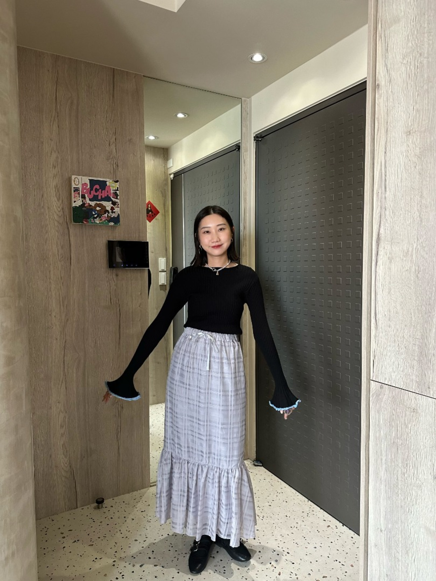 🇯🇵卡哇伊薄紗格紋魚尾裙/紫