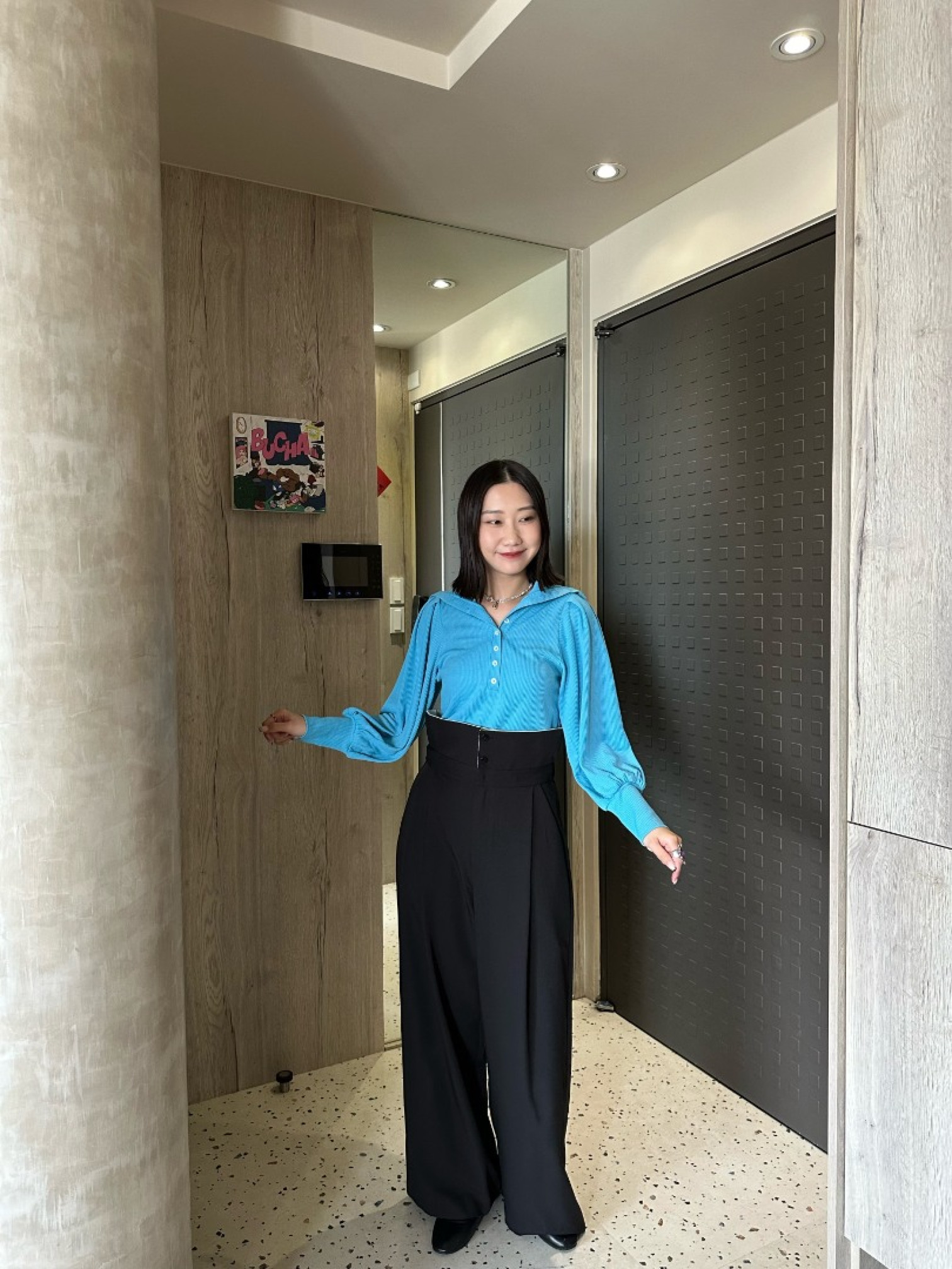 🇯🇵羅紋泡泡袖翻領上衣/兩色