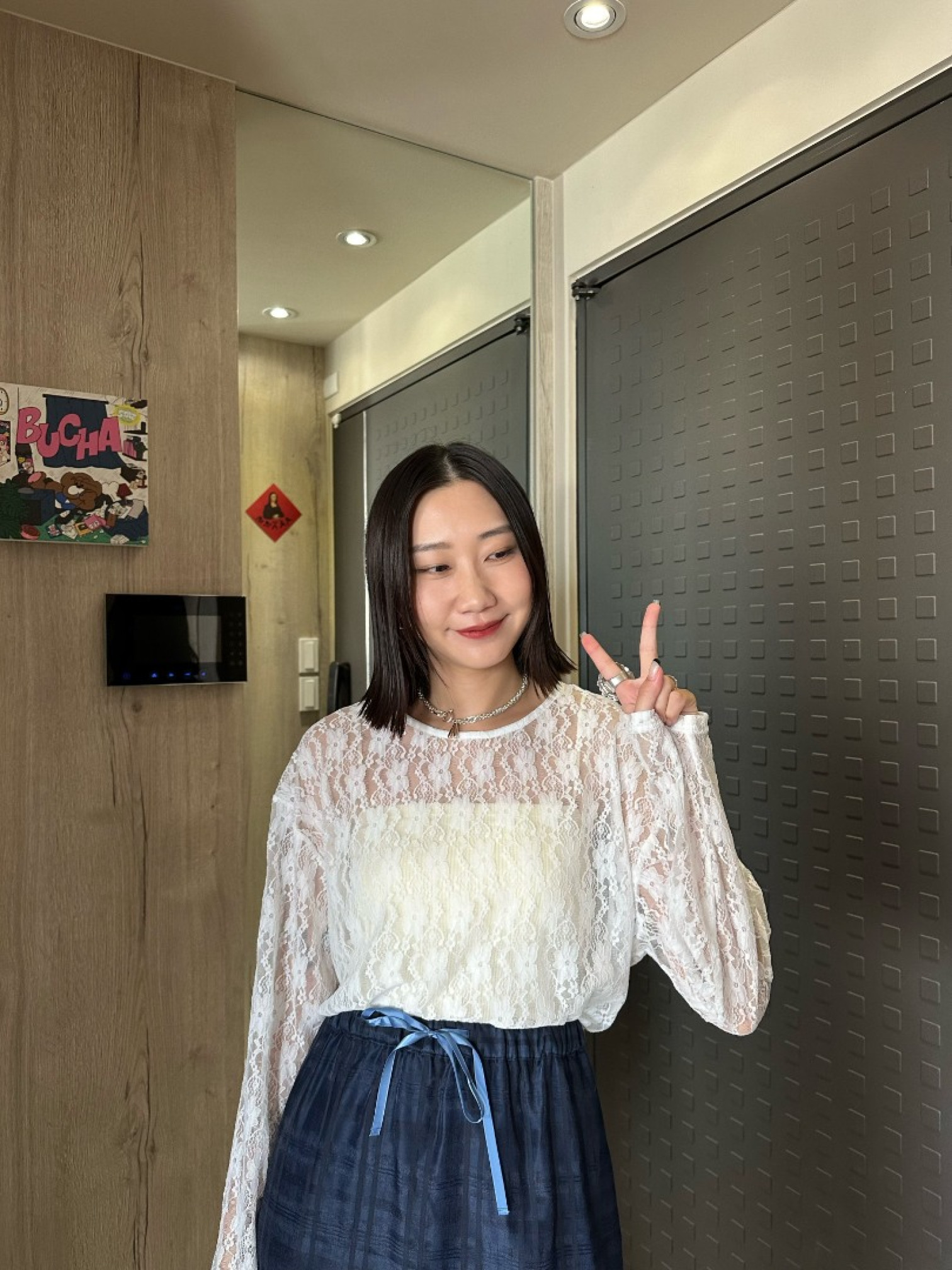 🇯🇵蕾絲花花透視上衣/白