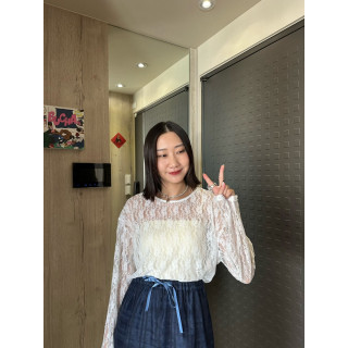 🇯🇵蕾絲花花透視上衣/白